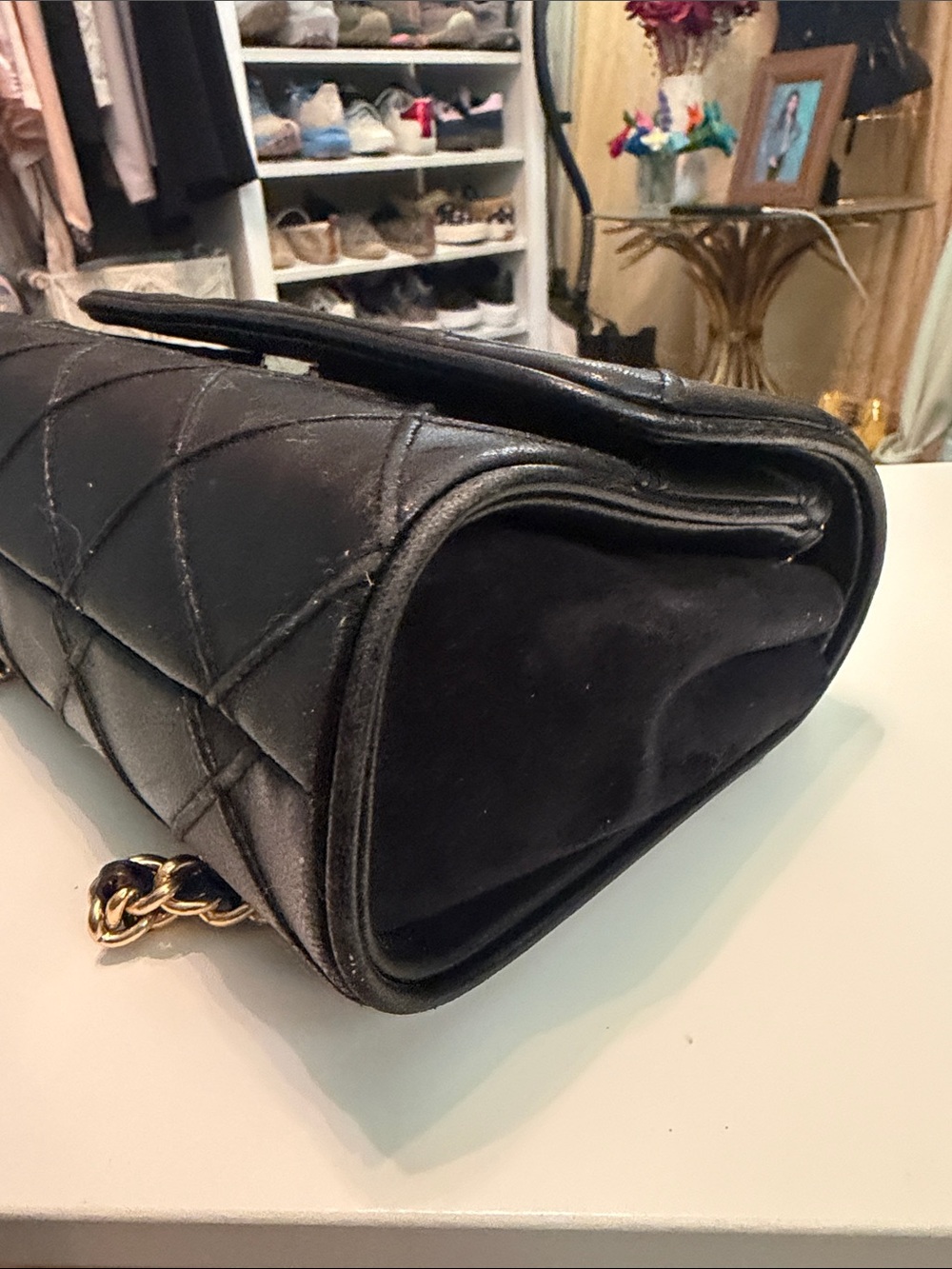 Tory Burch Fleming Black Quilted Leather Shoulder Bag with Gold Chain Strap - Picture 7 of 7